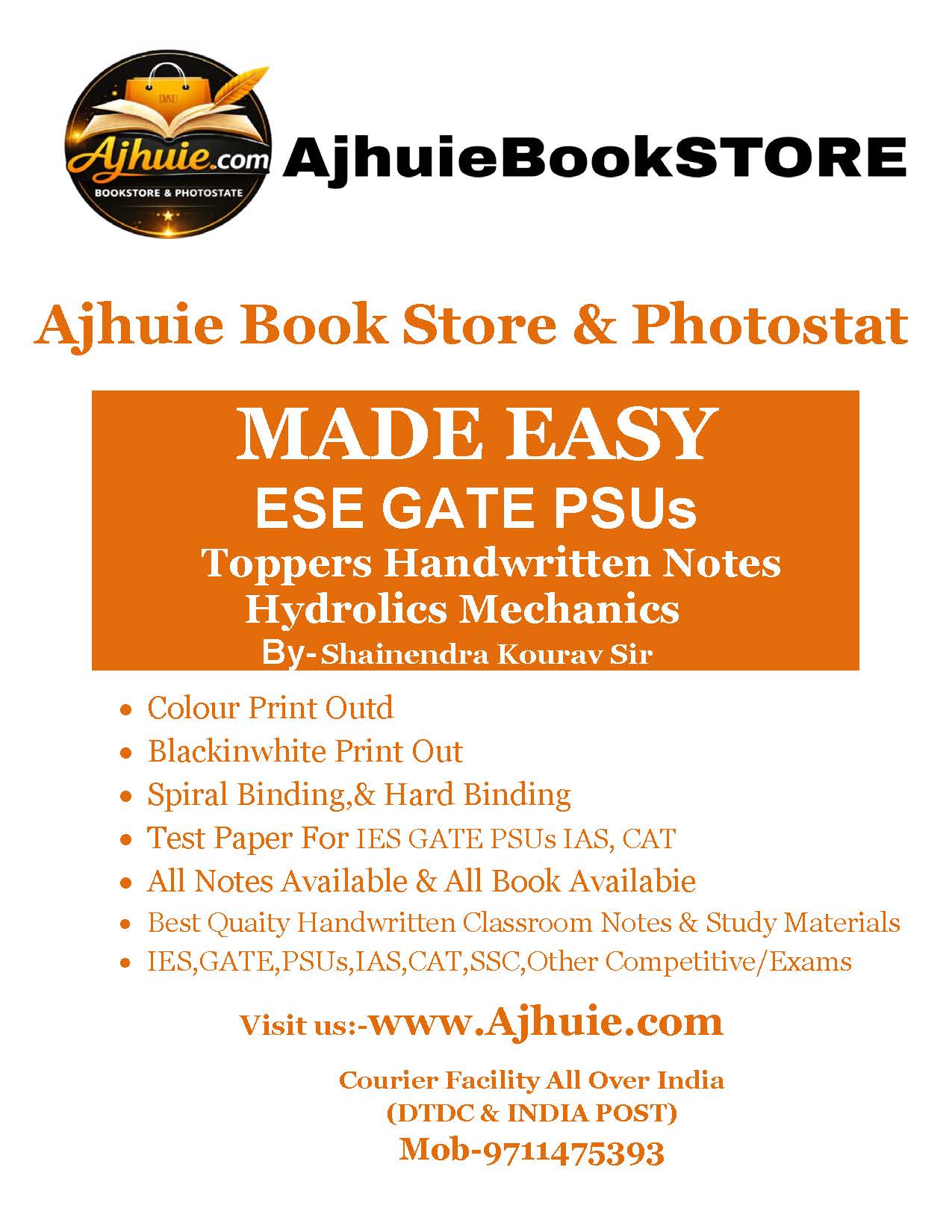 Hydrolics Mechanics Civil Engineering Handwritten Notes By Shainendra Kourav Sir Made Easy