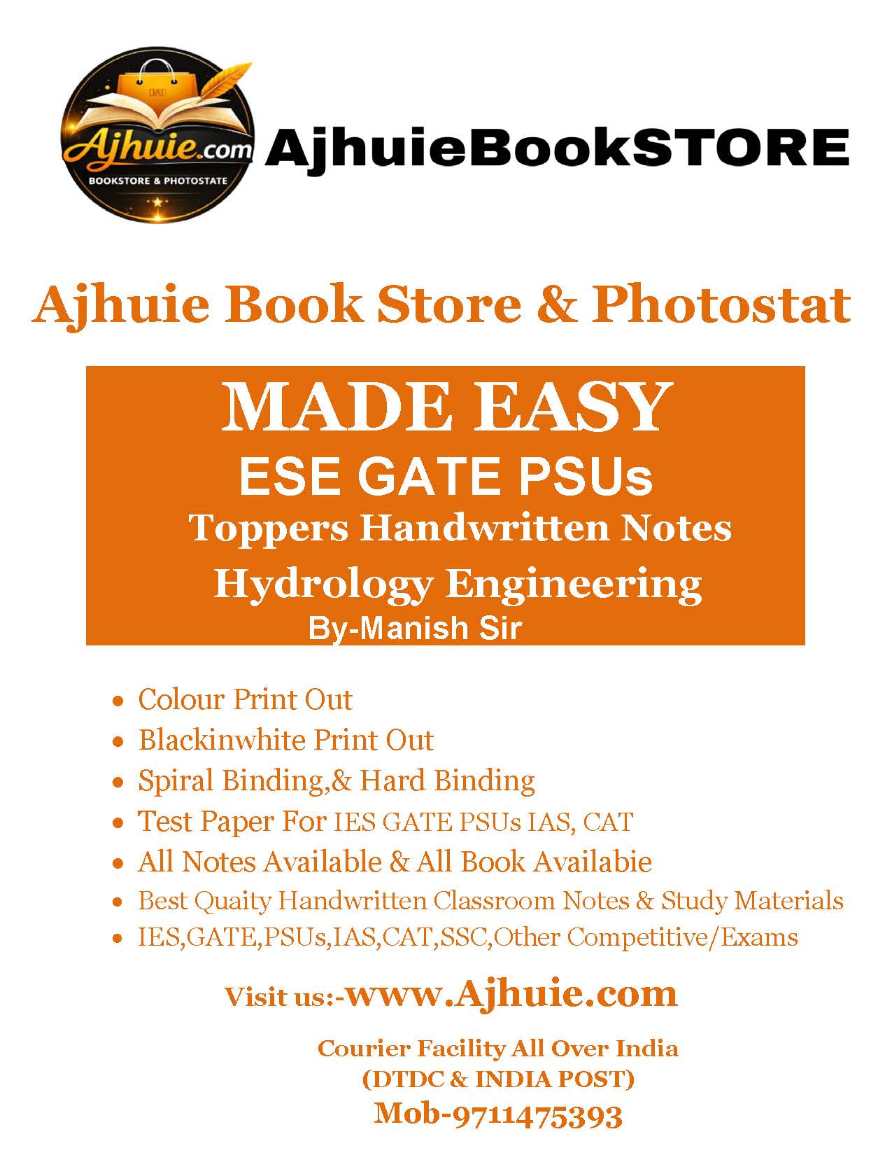 Hydrology Engineering Civil Engineering Handwritten Notes BY-Manish Sir Made Easy