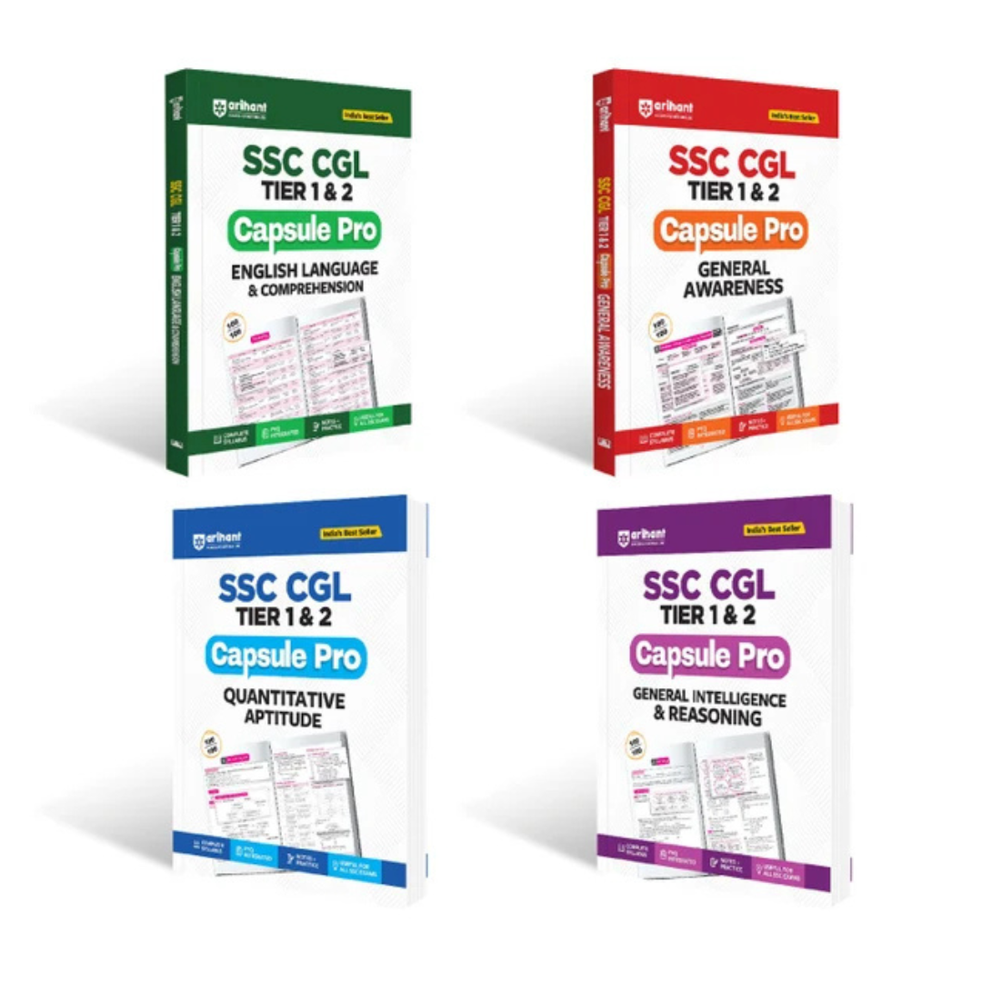 Combo of SSC CGL (Tier 1 & 2) Capsule Pro Notes | General Awareness, English Language & Comprehension, Quantitative Aptitude & General Intelligence & Reasoning | English Medium